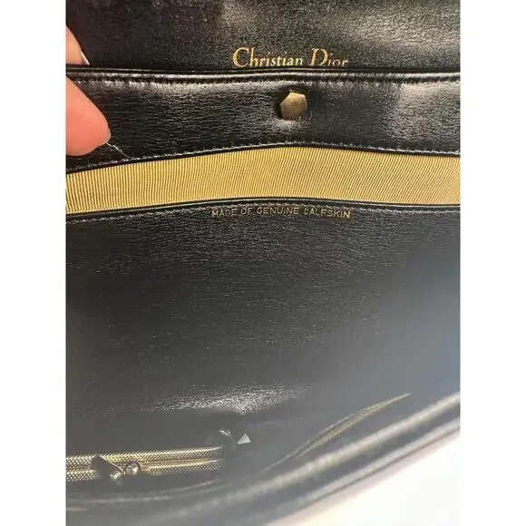 Christian Dior Leather Shoulder Bag CD Logo Plate/Black, GUC - Picture 9 of 13